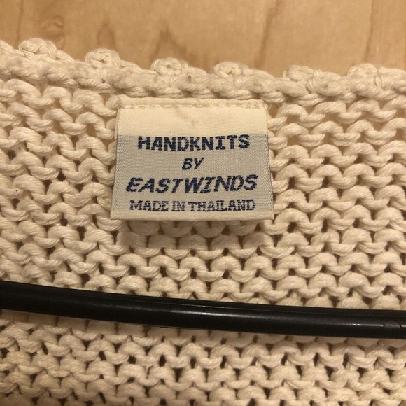 Handknits by Eastwinds Ivory Side Button Crochet Cropped Sweater Sleeve Women L - Picture 7 of 9